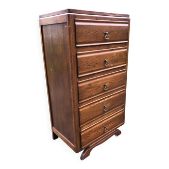 Vintage oak chest of drawers with 5 drawers.