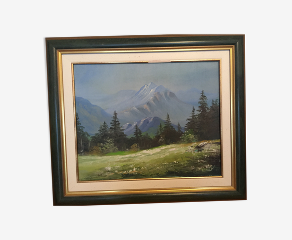 Peinture paysage de Montagne signé Loschi.F