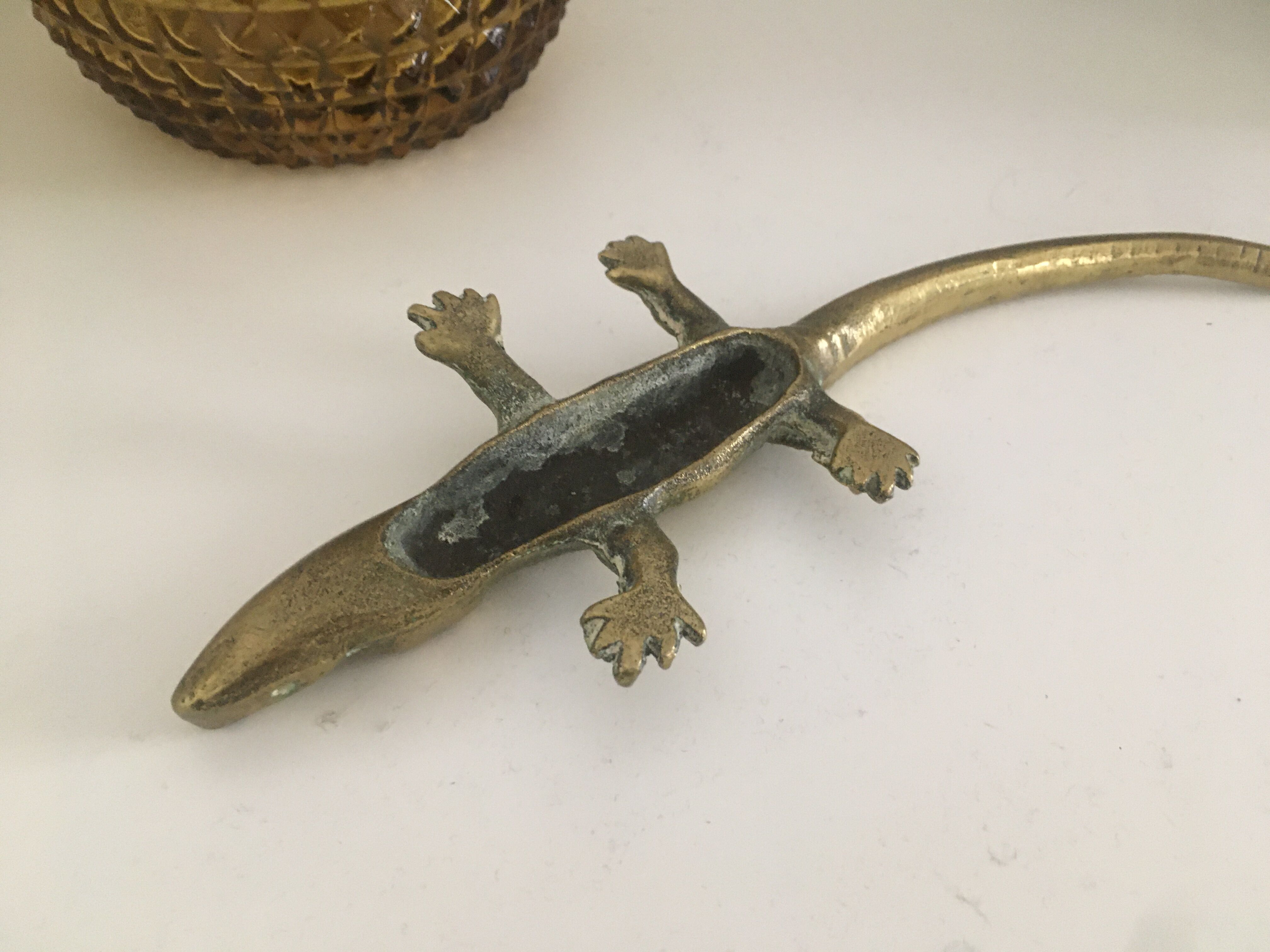 Crocodile animal brass press paper statuette old vintage deco