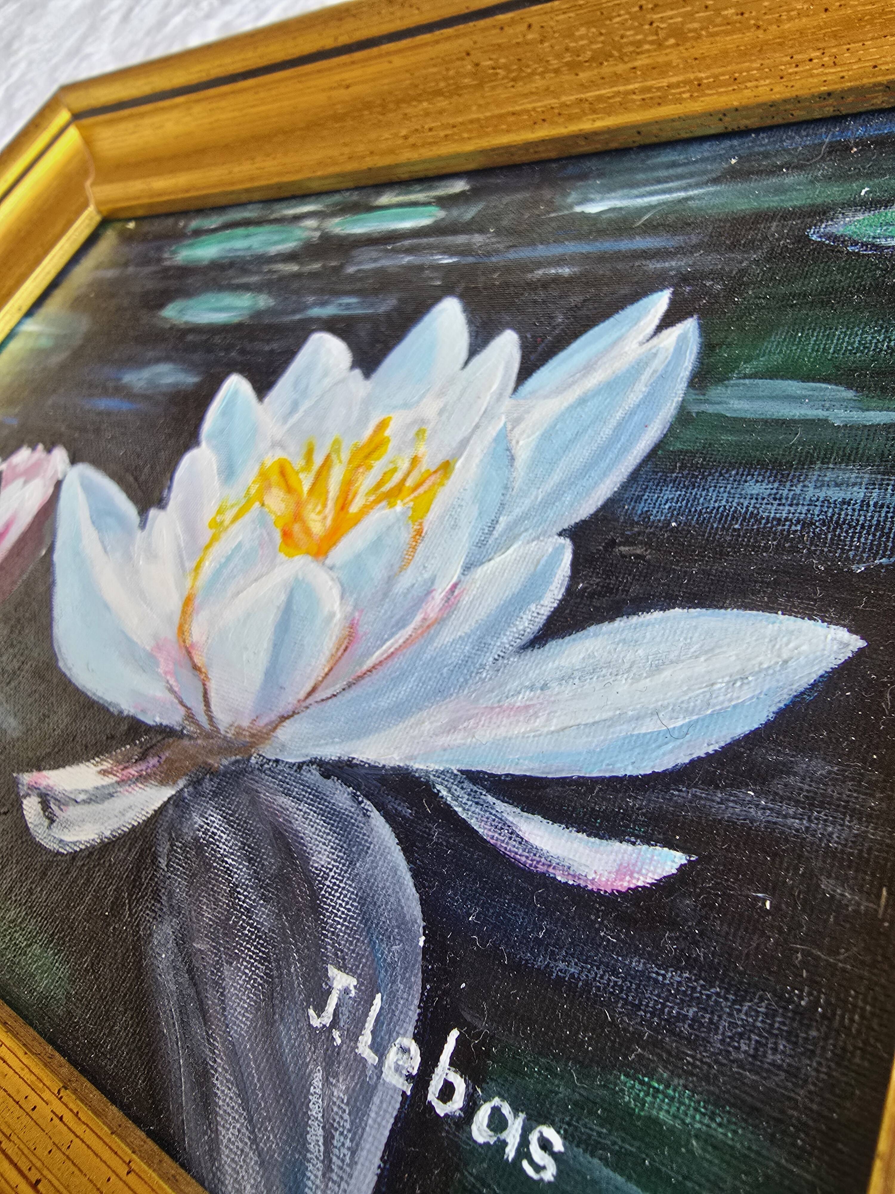 Tableau fleurs d’eau signé Jean Lebas