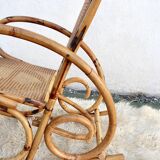 Rocking-chair canned in bamboo design 1960s