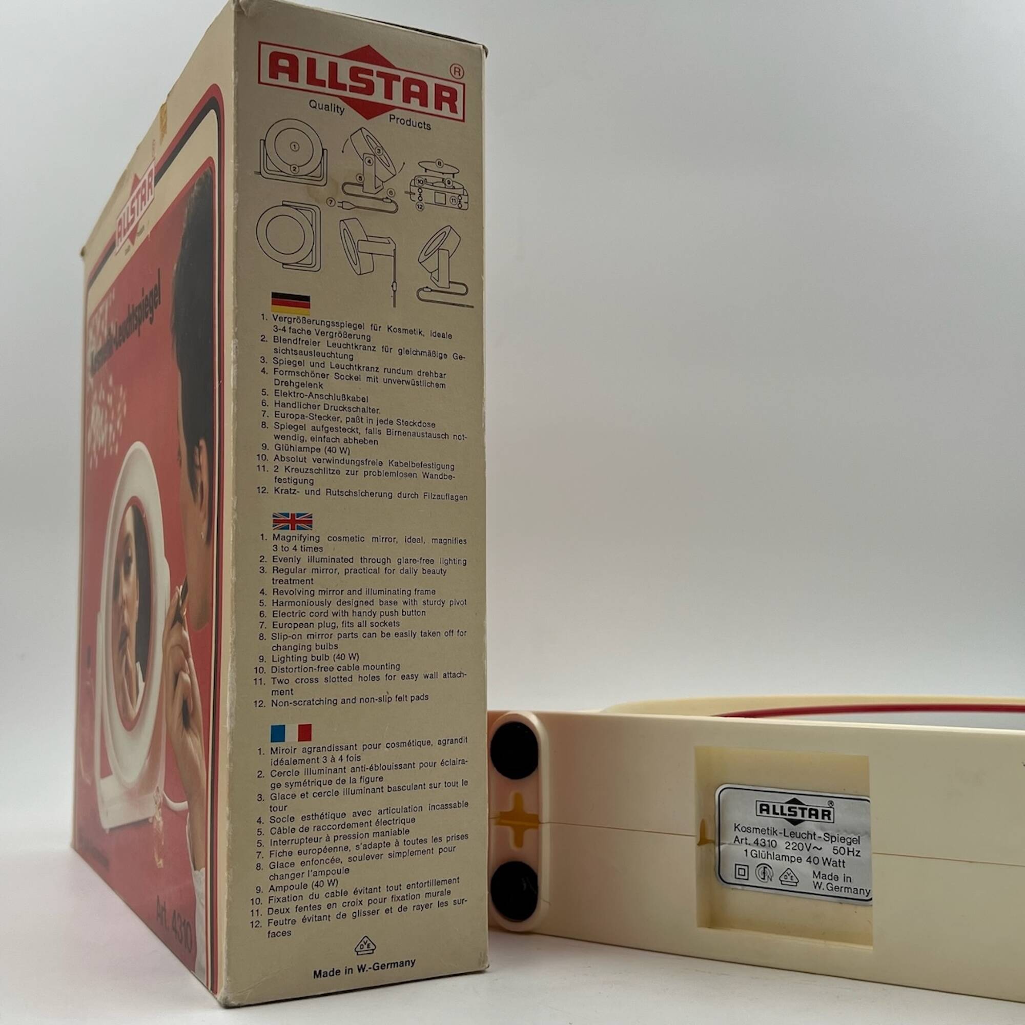 Rare 1960s Space Age Mirror with Light - Vintage Design by Allstar Germany