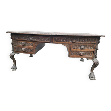 Important bureau with carved wooden sides – Renaissance style