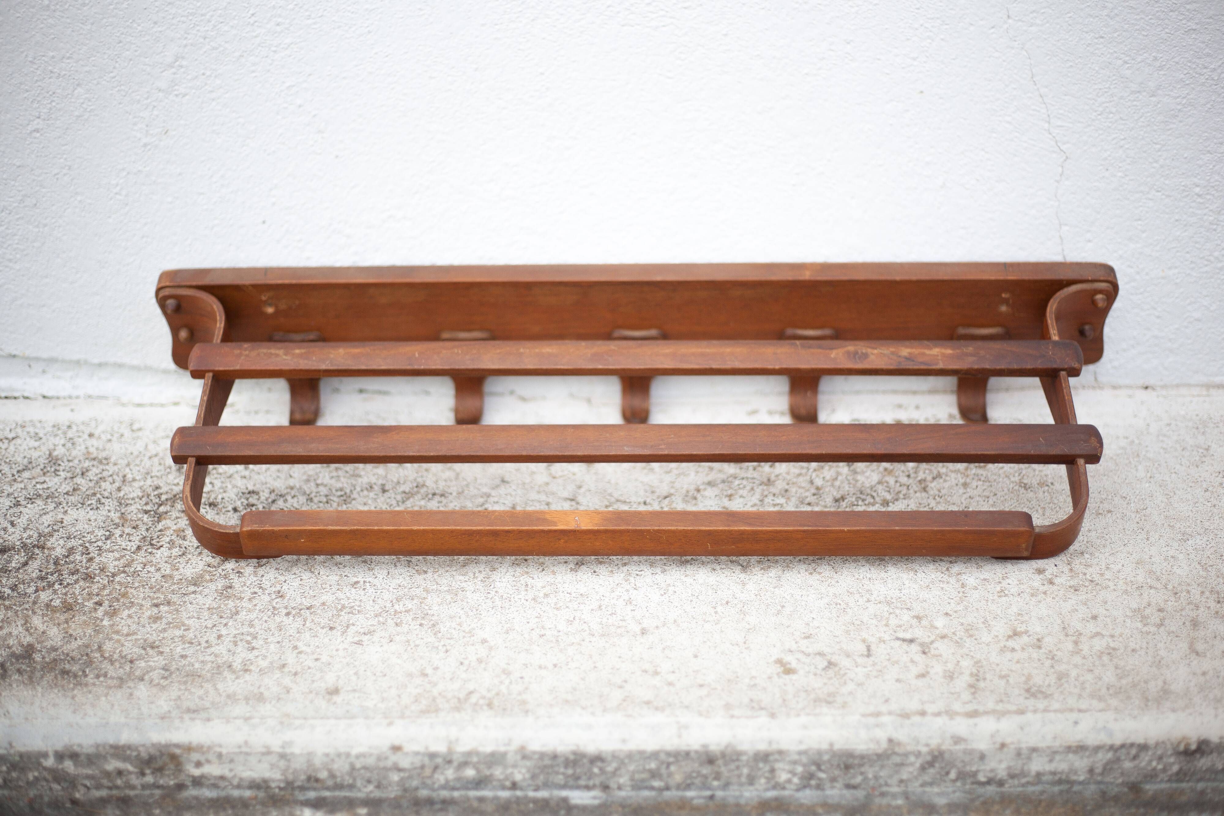 German wooden coat rack attributed to Bruno Paul, vintage coat rack, wall coat rack, woode