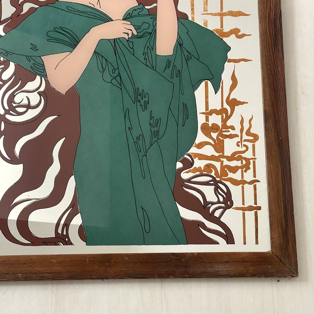Advertising painted mirror Absinthe Robette Art Nouveau