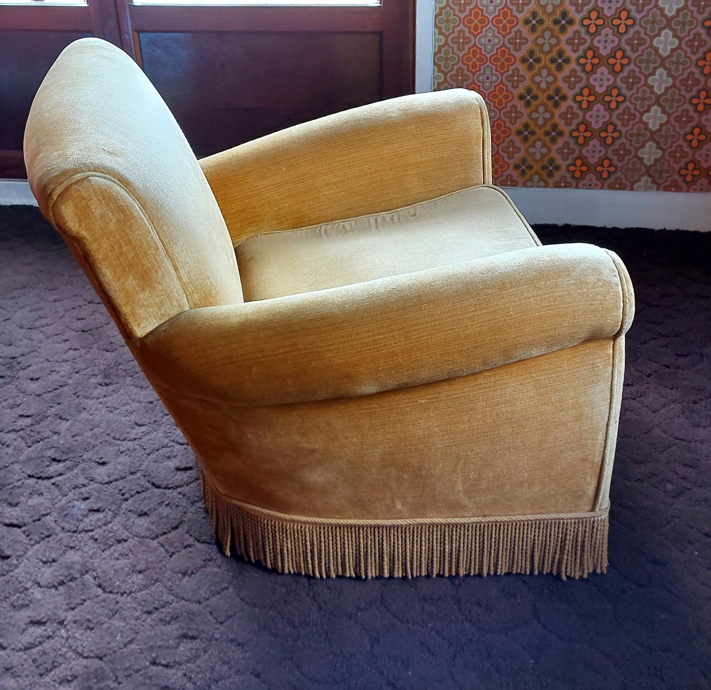 Velvet armchair 1940 vintage