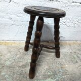 Tripod wooden stool turned