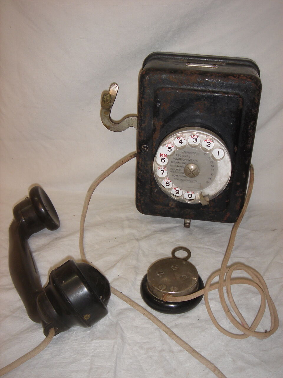 Bakelite old black wall phone 1924