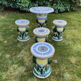 Ensemble de jardin ou de patio multicolore du 20ème siècle avec des éléphants