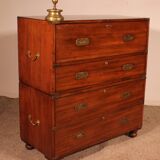 Commode militaire, de marine en acajou blond avec secrétaire, XIXème siècle