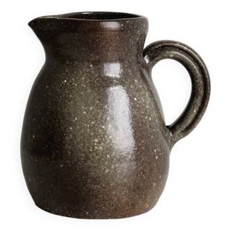 Brown handcrafted stoneware pitcher
