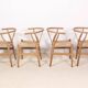4x Chaise Wishbone CH24 de Hans J. Wegner en chêne, 1990