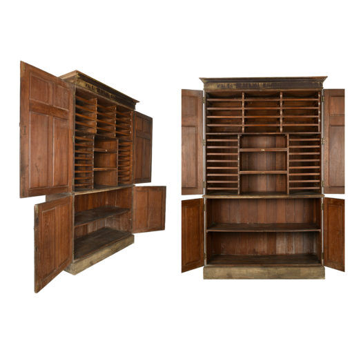 Postal sorting furniture in patinated wood