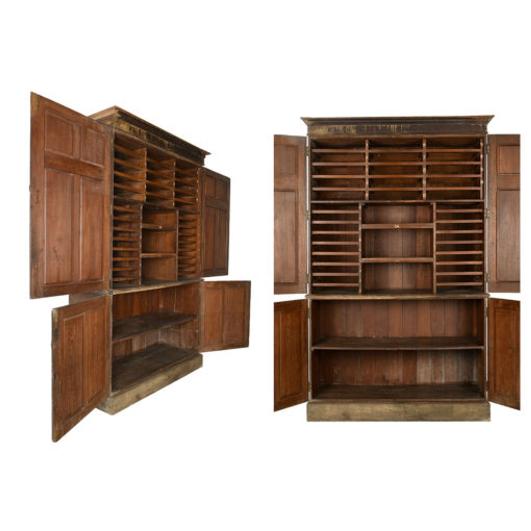 Postal sorting furniture in patinated wood