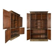 Postal sorting furniture in patinated wood