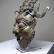 Masque africain en bronze vintage Bamoun, Cameroun