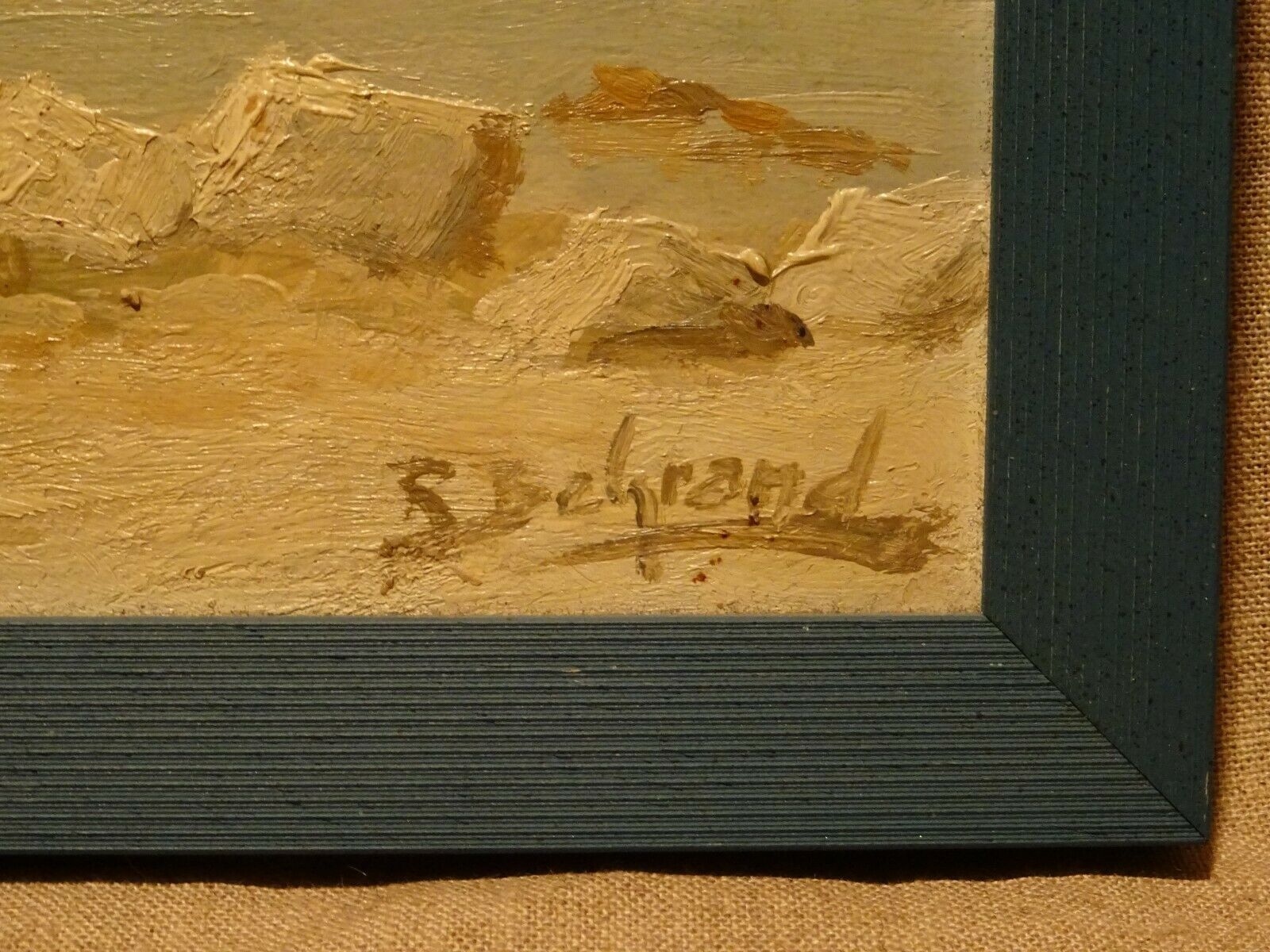 Peinture huile sur panneau Lac du Bourget Dent du chat Robert Belgrand
