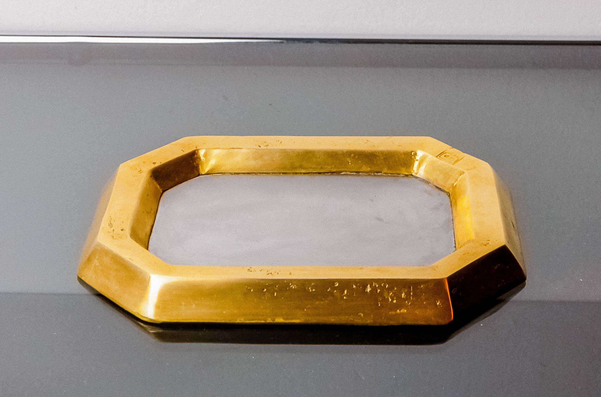 Brutalist XL pocket emptier by David Marshall, bronze and aluminum, Spain, 1980