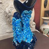 Large ceramic vase fatlava sea foam signed Vallauris