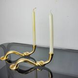 Paire de bougeoirs noeud, design brutaliste, italie, 1970