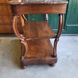 Carved walnut console marble top of the nineteenth century