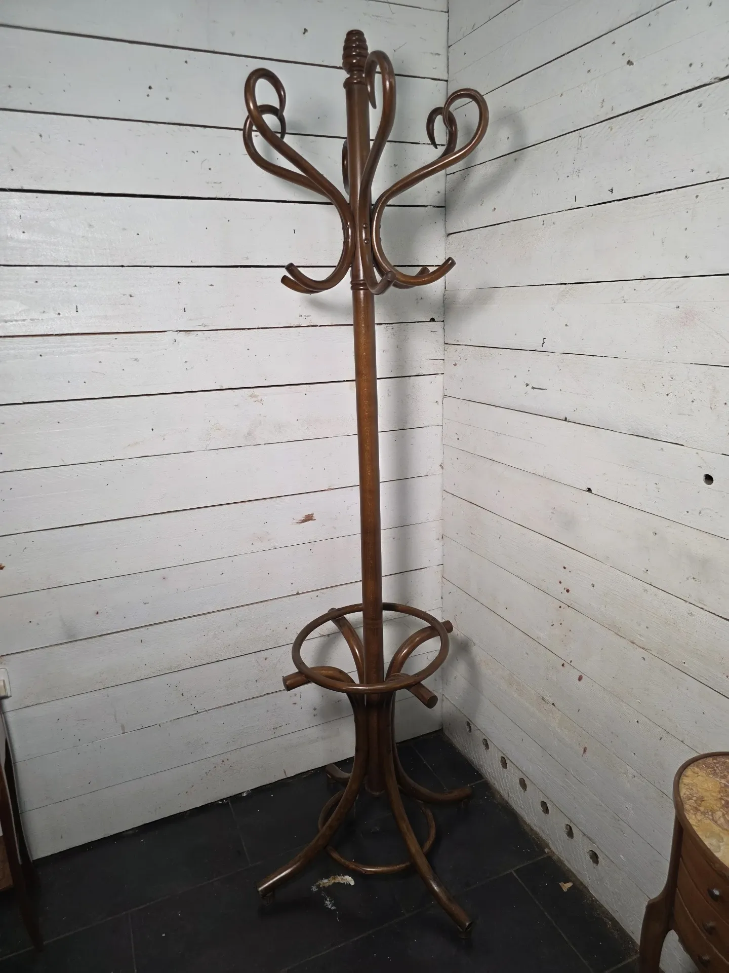 Curved antique wooden parrot