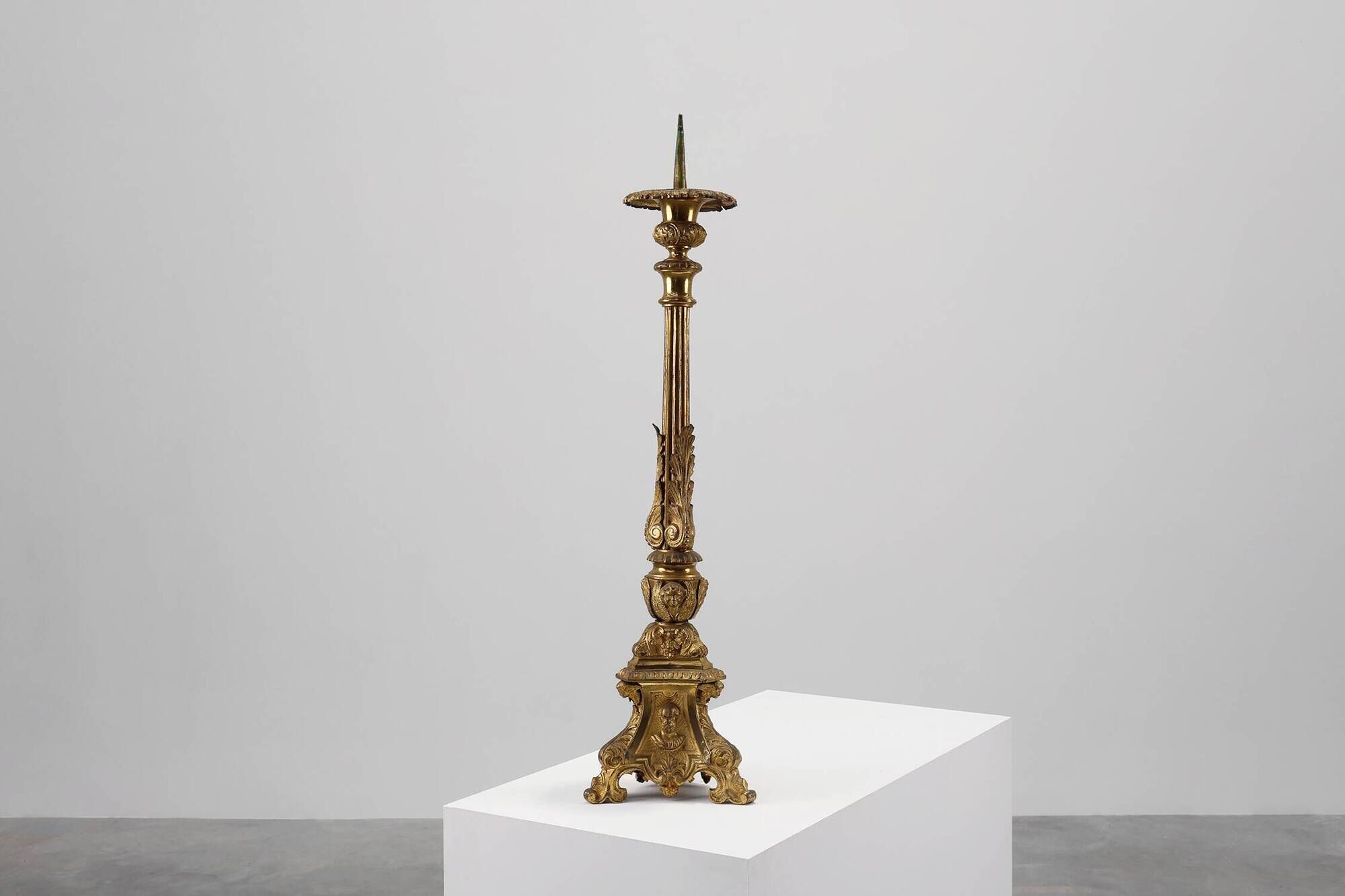 Large 18th century bronze and copper church candle holder, France