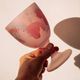 Frosted pink wine glasses hand-painted, set of 6