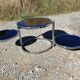 Vintage coffee table with 3 swivel trays - 80s