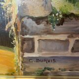 Painting painting on canvas framed bridge aven Bretagne by Christine durvis vintage