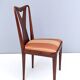 Set of Six Walnut Dining Chairs with Orange Fabric in the Style of Parisi
