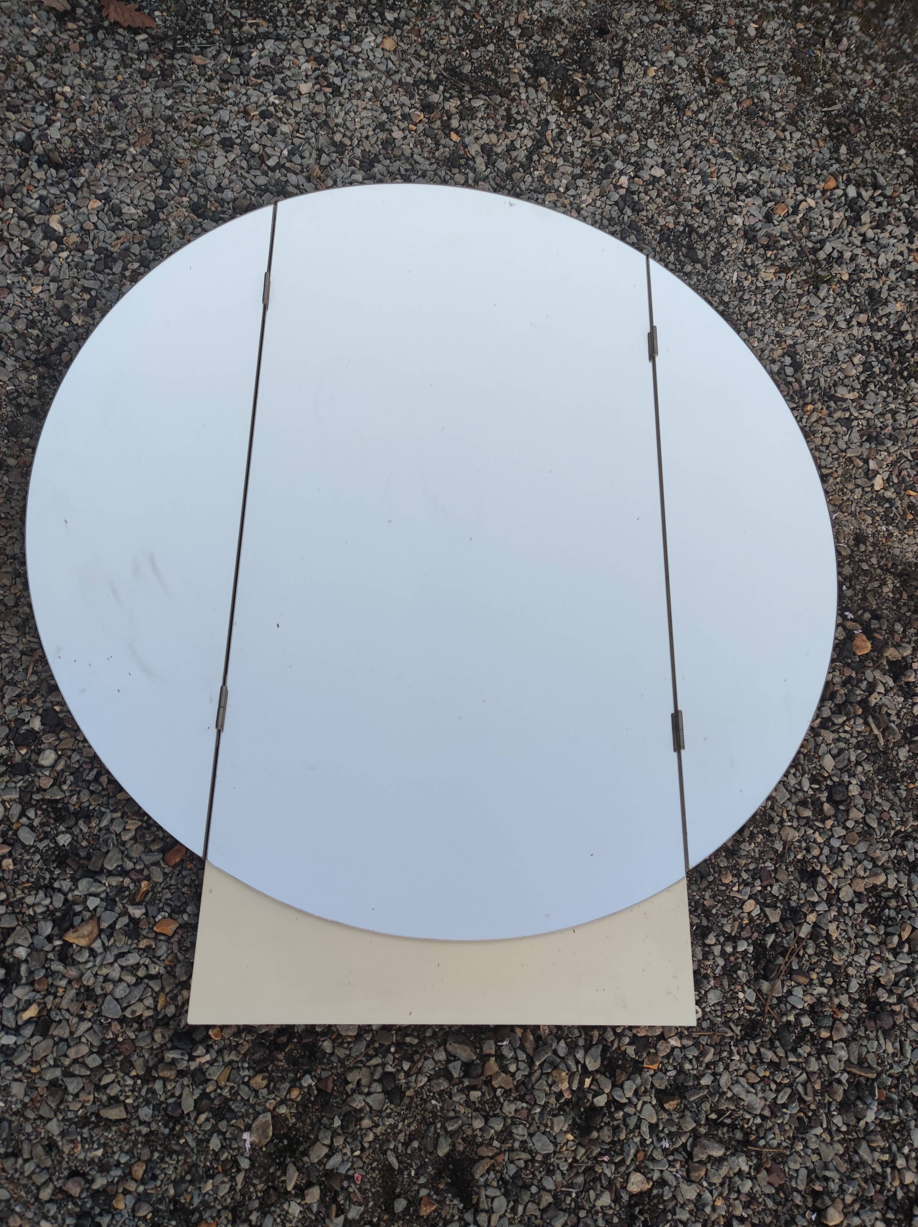 Round folding triptych wall mirror, diameter: 98 cm
