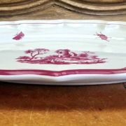 Old oblong oval dish 41.5 x 27 Gien model landscape pink 1938/1960