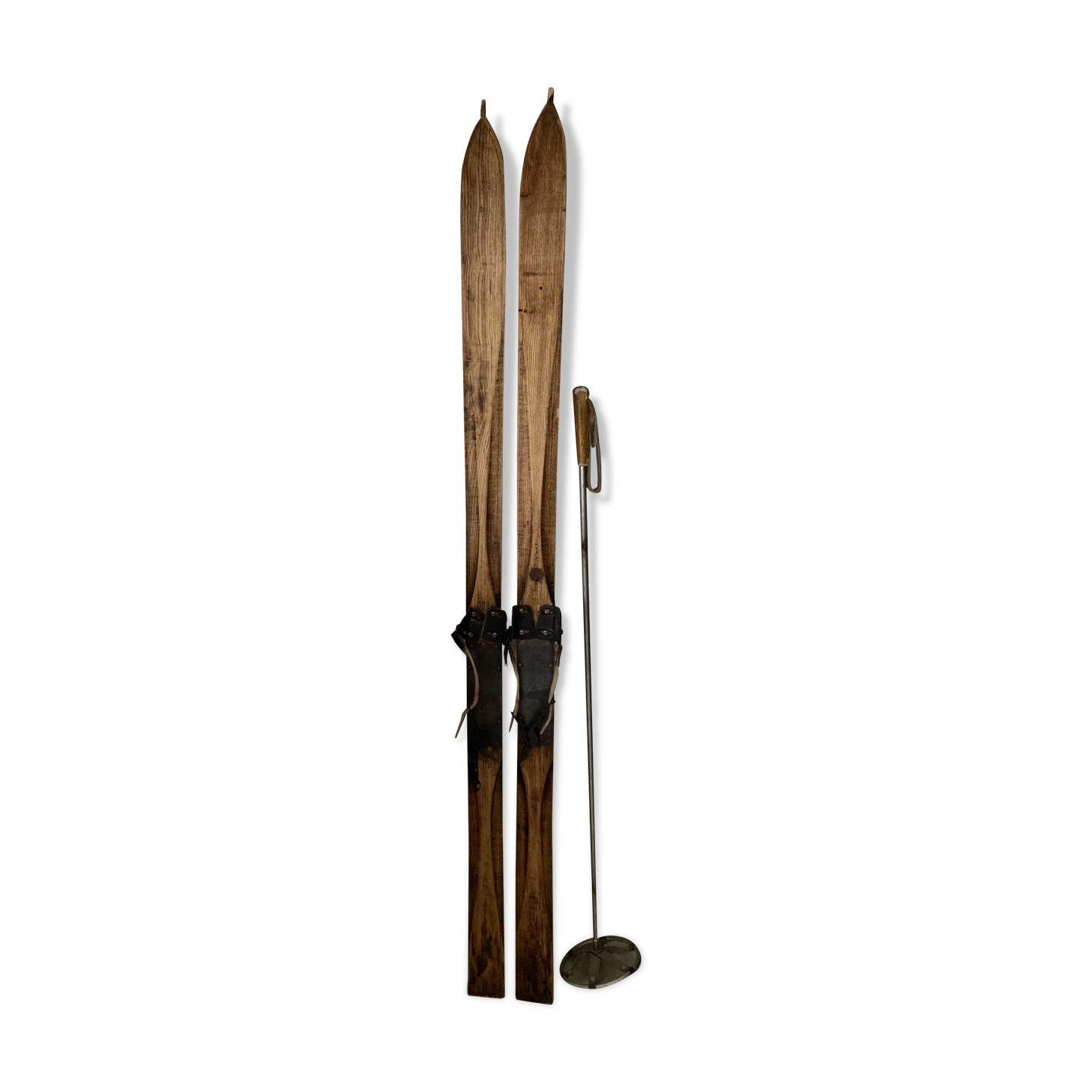 Paire de ski vintage en bois