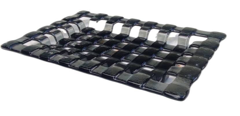 Old flat tray centerpiece design/smoked glass