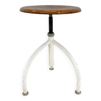 Vintage Industrial Adjustable Tripod Stool, 1950's