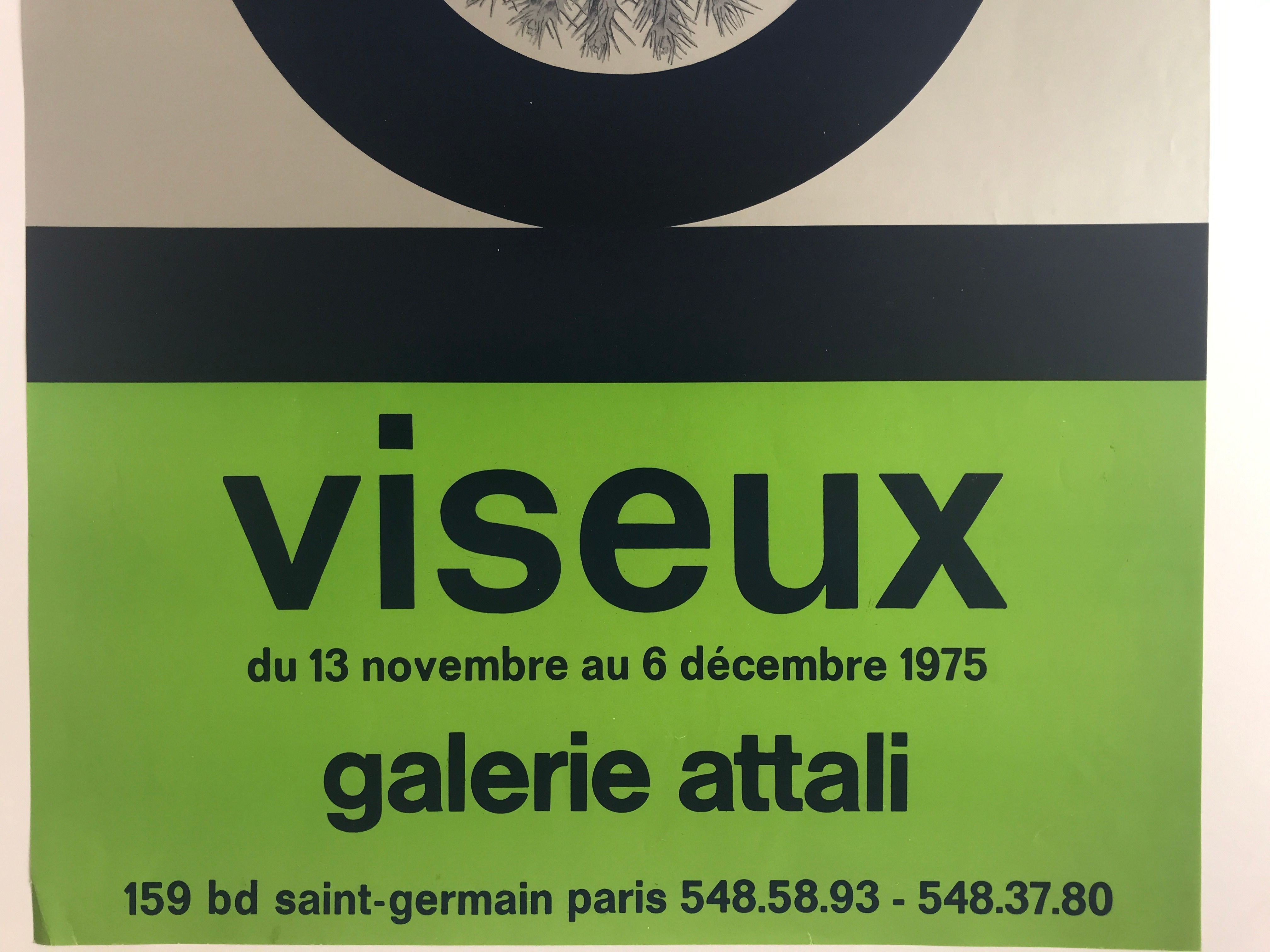 Original silver poster by Claude VISEUX, Galerie Attali, 1975