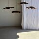 Very large wavy flat leaf suspension in smooth teak D:60