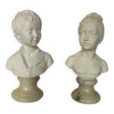 Biscuit and marble bust of Alexandre and Louise Brogniart