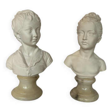Biscuit and marble bust of Alexandre and Louise Brogniart