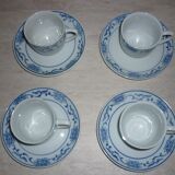 4 cups and sub-cups ceramic white and blue