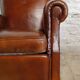 Club chair with moustache back and lion feet.