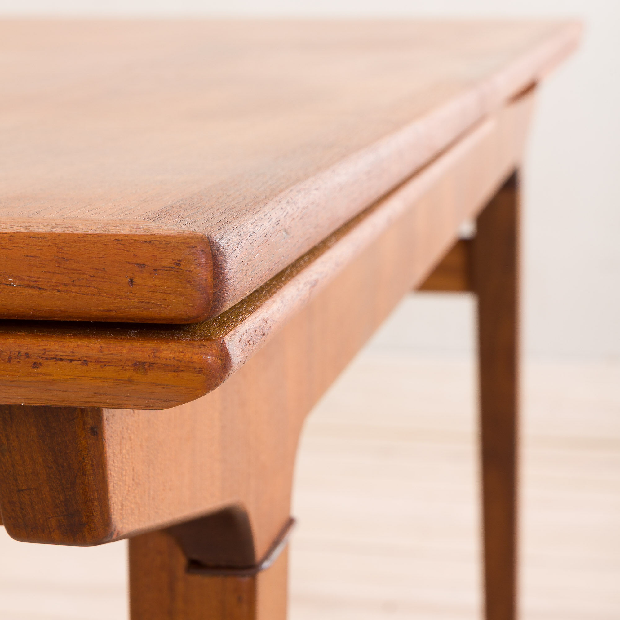Teak extension dining table with concealed panels, Denmark, 60s