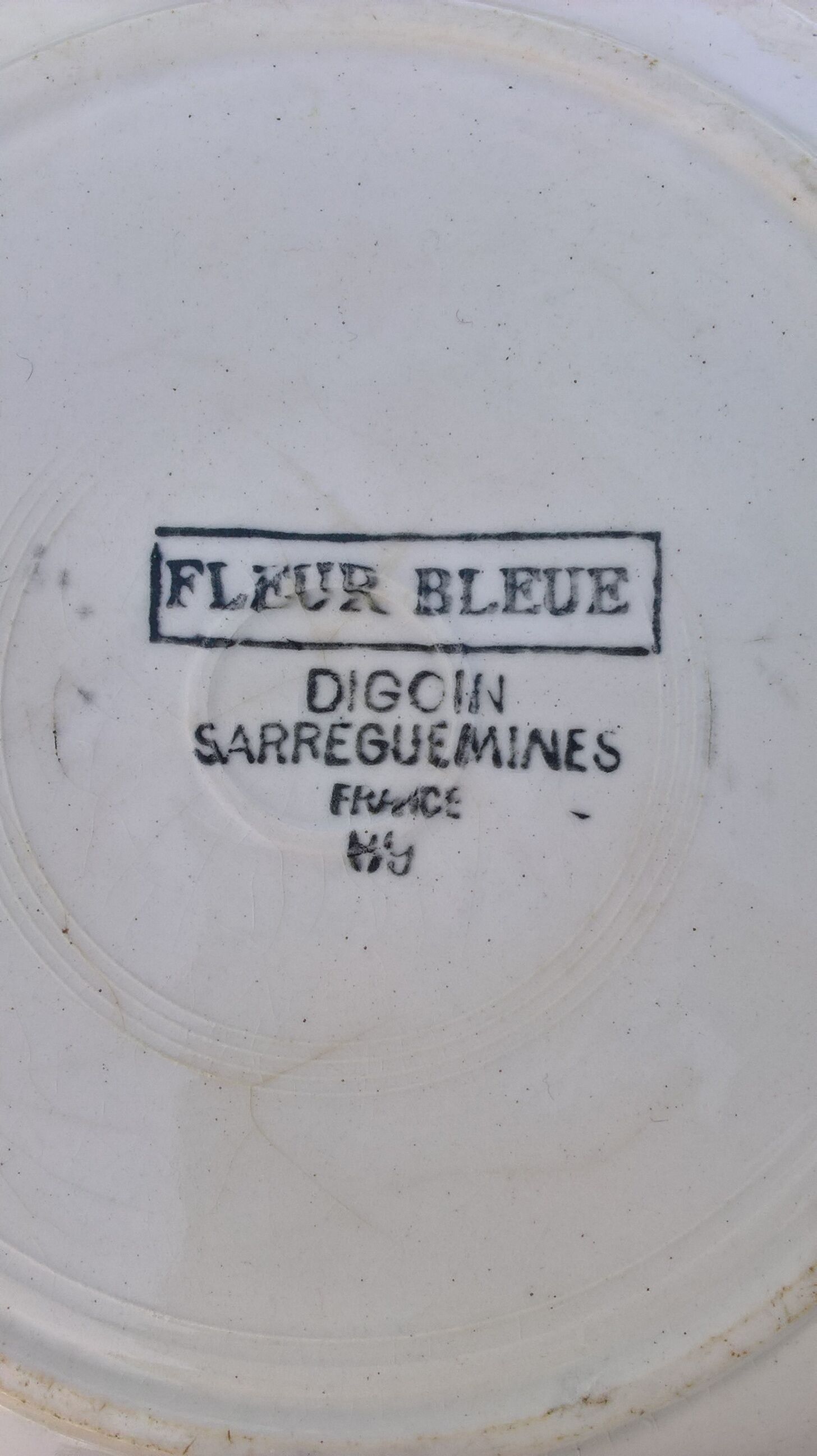 Lot of 4 plates in faience Digoin Sarreguemines "Blue Flower"