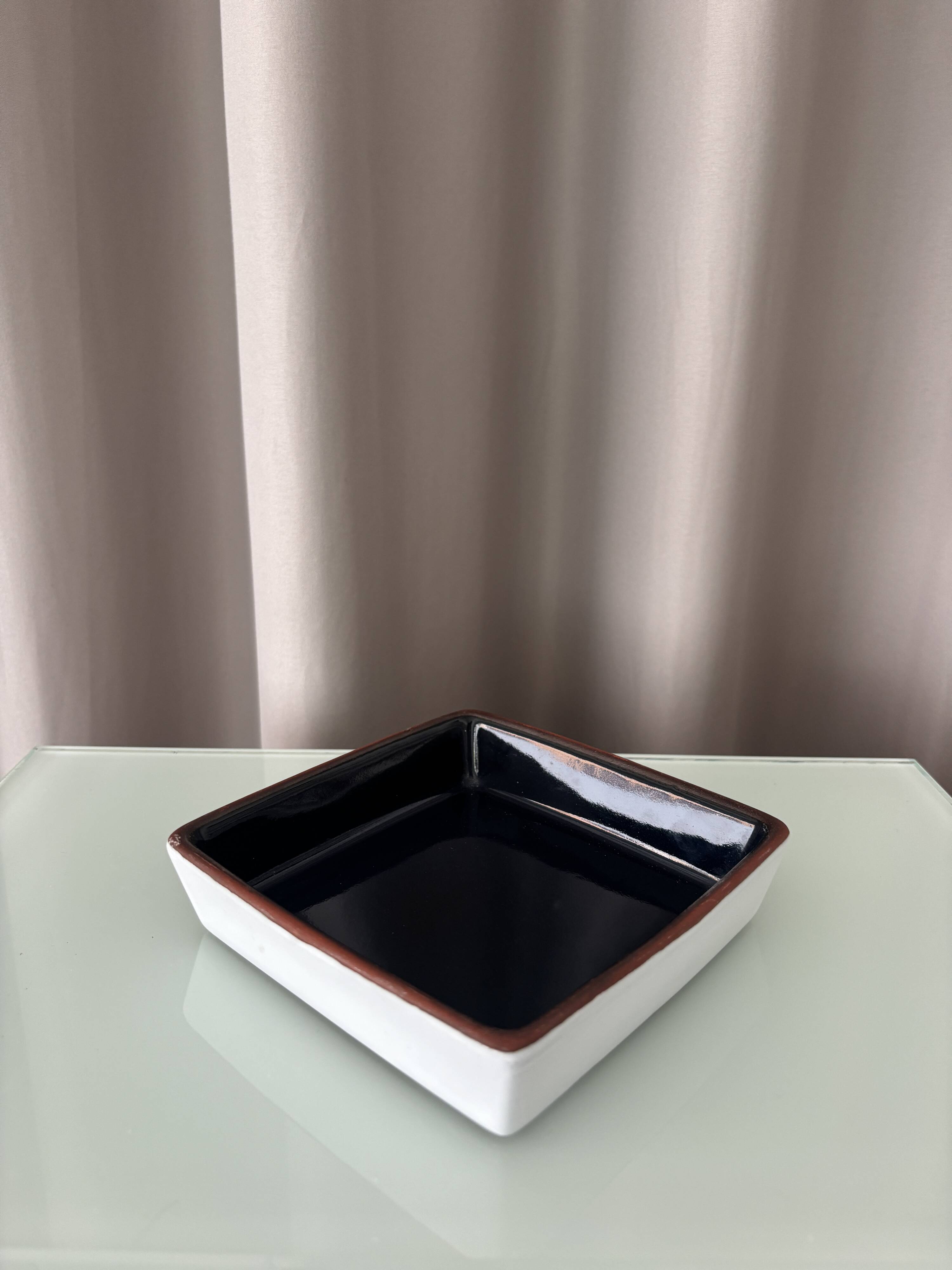 Vintage Ceramic Ashtray / Catchall Tray | Deep Navy Blue & White