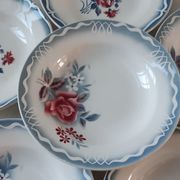 Set of 6 mismatched hollow plates Digoin Sarreguemines models Olga and Nina Rosa