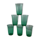 Set of 6 green water glasses 60s