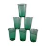 Lot de 6 verres à eau verts années 60