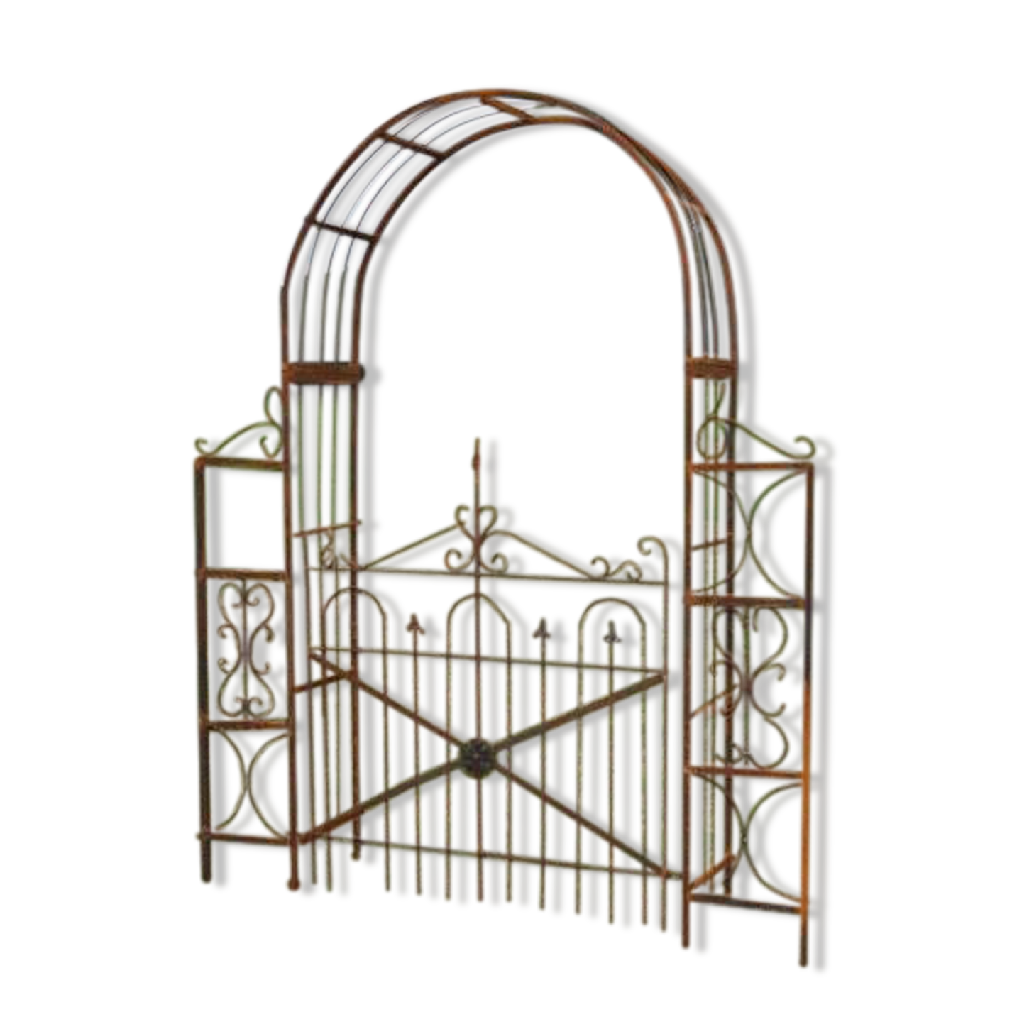 Arche de jardin avec portillon en fer forgé