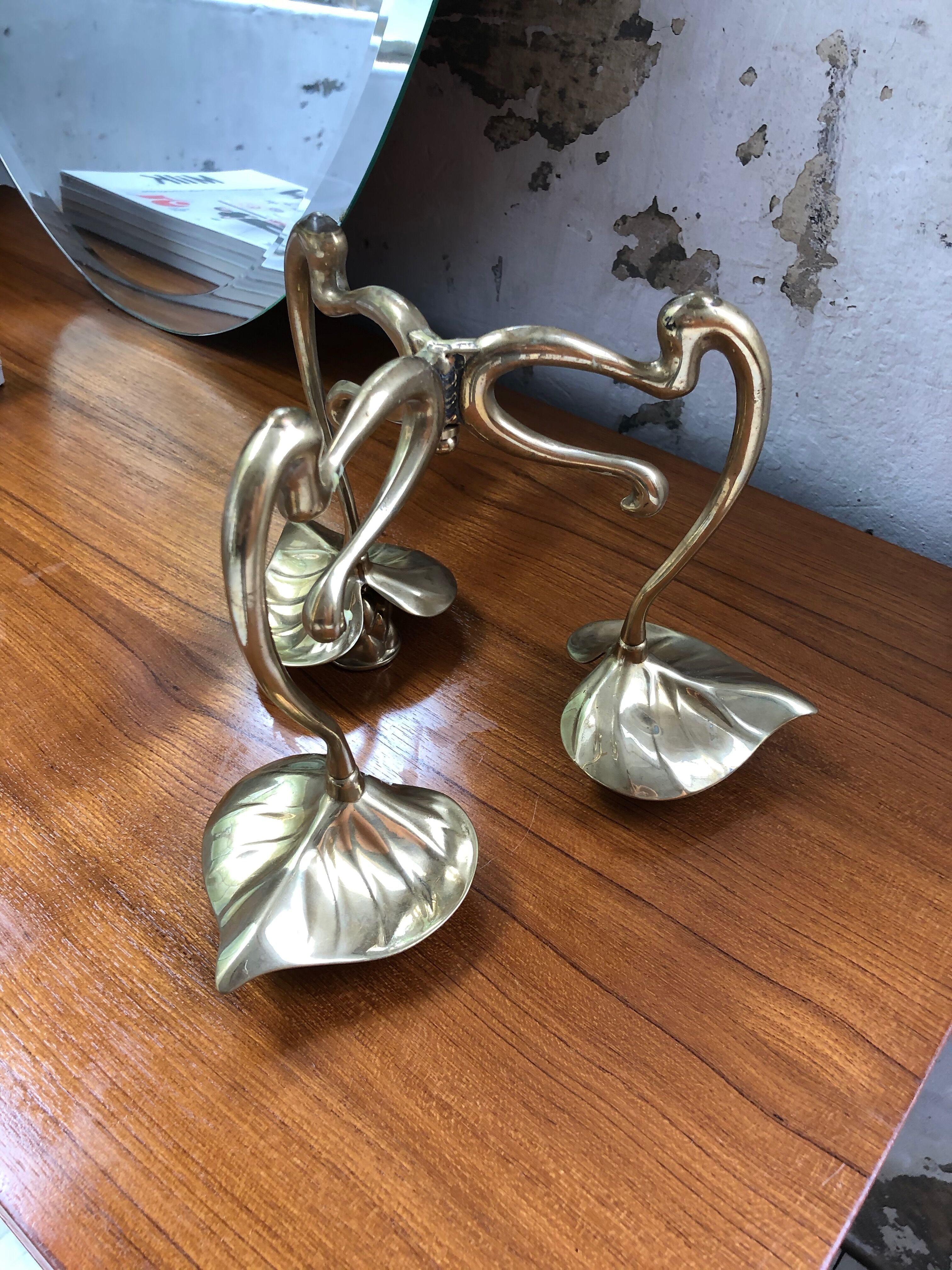 Large candlestick brass flowers